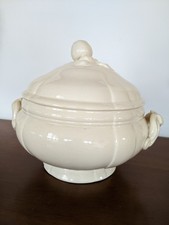 Soupière avec couvercle Digoin Sarreguemines faïence céramique ivoire grand modè
