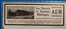 CHARIOT TRACTEUR ELECTRIQUE AEM Montrouge 1922 publicité advert  