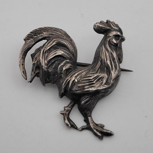 Broche ancienne coq argent - ancienne,