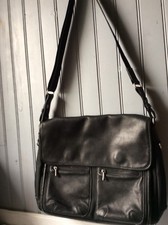 besace TEXIER cuir et toile noir bandoulière .(N/D))