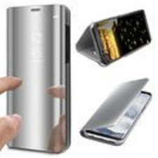 Coque Pour Samsung A71 Etui Housse Miroir À Rabat Argent