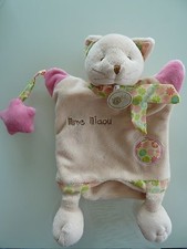 34. DOUDOU PLAT MARIONNETTE BABY NAT CHAT Mme MIAOU ECRU ROSE VERT BEIGE NEUF*