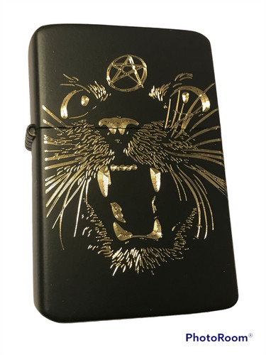 Pentagram chat briquet noir - briquet,