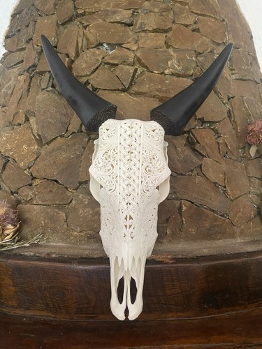 Crâne vache sculpté - crâne, de