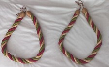 PAIRE D'EMBRASSE CORDON TRESSE VERT ROUGE BEIGE  RIDEAUX PASSEMENTERIE HOULES