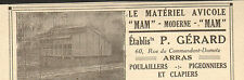 62 ARRAS LE MATERIEL AVICOLE MAM ETS P. GERARD PUBLICITE 1926