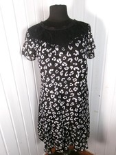 Robe noir tacheté fluide doublé Guess Los Angeles M 38 haut dentèle bas évasé