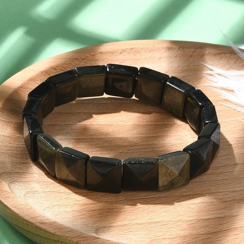 Bracelet obsidienne dorée - bracelet,