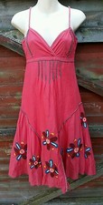 Magnifique robe DESIGUAL corail boho/festival brodée/perlée, taille 36, UK 8/10