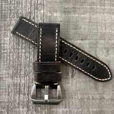 24mm Rustique Montre Cuir Marron Sangle Pour Officine Panerai Luminor Marina Pam