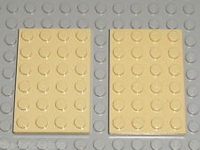2 Plaques LEGO tan plate 4 x 6 ref 3032 / set 6210 7898 7621 7110 4512 7115 7194