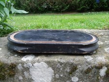 ANCIEN SOCLE EN BOIS POUR PENDULE OU GLOBE DE MARIÉE - 33 x  20,5 cm