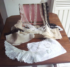 FRANÇAIS vintage boite + linge ancien/crochet/dentelle/costume.artisanat/poupées/scrapbooking