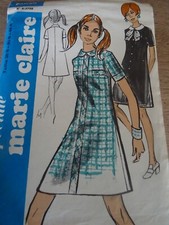 ANCIEN PATRON MARIE CLAIRE ROBE LEGEREMENT EVASEE ANNEE 70 POP  T 36 AU 44