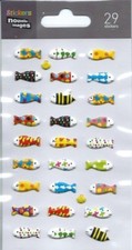 Stickers 3d Petits Poissons planche 14 cm x 7 cm autocollants scrapbooking