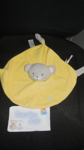 Doudou plat souris jaune - doudou,