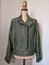 BEL & BO : SUPERBE VESTE EN TWEED VERT ET LUREX OR COUPE PERFECTO 