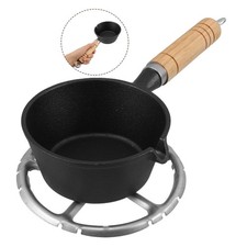 Casserole en fonte : chauffe-lait avec manche en bois pour cuisinière à