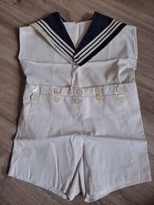 Authentique Costume marin ancien  garçon 6/8 ans, 20ème, Belle Jardinière Coton.