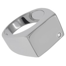 Bague Chevalière Homme en Argent 925 rhodié et Zirconium - Taille 58 Disponible