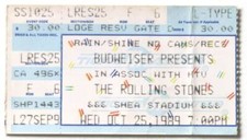 Billet concert ticket stub THE ROLLING STONES USA 25/10/1989 Shea Stadium NY