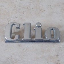 Vintage RENAULT CLIO monogram emblem badge sign car old plastic antique silver