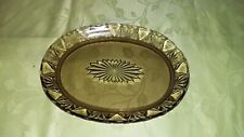 ANCIEN PLATEAU PLAT OVALE VERRE FUME MARRON ART DE LA TABLE DECORATION VINTAGE