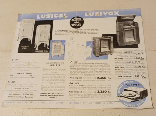 Ancienne publicite prospectus - ancienne,