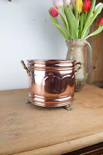 Cache-Pot / Jardinière en Cuivre - Pieds Pattes de Lion & Anse en Laiton