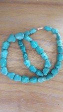 collier perles turquoises fermoir en or 18 k vintage excellent état