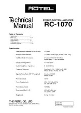 Service Manuel D'Instructions pour Rotel RC-1070