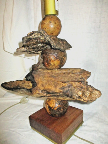 Grande lampe vintage bois - ,
