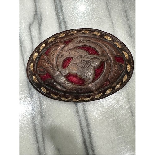 Circle tooled leather belt - circle,