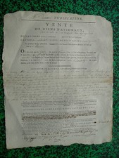 Rare Révolution Française An III Vente Biens Nationaux confisqués à LOUIS CAPET