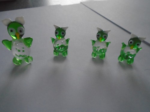 Famille hiboux verre - hiboux, en