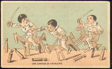 Chromo Maison Calame Rouen Pierrot jeux enfantins épée cheval de bois chevaux
