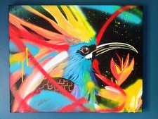Art contemporain Street art sur toile 3D "Paradise bird" de l'artiste CaronArt