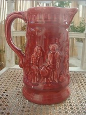 Grand Pichet,  cruche barbotine ancienne rouge