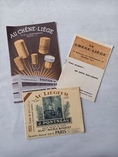 3x PONTNEAU Bouchons Liège Chene anciens 1933 Catalogues Français Vin Pharmacie 