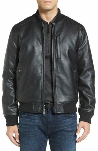 Blouson cuir bomber noir - blouson,