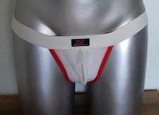 Jockstrap blanc homme taille M en microfibre ajourée
