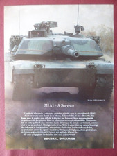 12/1987 PUB GENERAL DYNAMICS BLINDE CHAR M1A1 MBT TANK PANZER ORIGINAL FRENCH AD