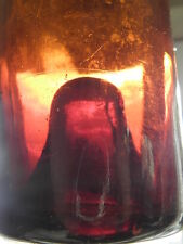 Antique Bottle glass amber Mouth Blown primitive18th Liquor Spirits Liquor WINE