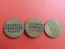 anciens jetons de jeu en bois publicite FUCHET