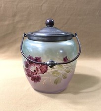 ancien seau à biscuit en verre émaillé et monture métal Verrerie Pot à cookies