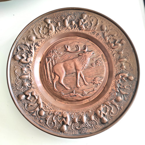 Plat decoratif cuivre vers - decoratif, en