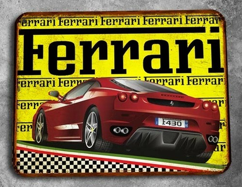 Plaque métal vintage ferrari - métal,