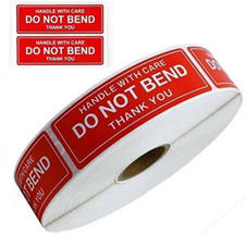 Handle with Care - Do Not Bend - Thank You Shipping Stickers Labels, 1"X3", 1000