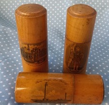 Travail écossais XIXe   Mauchline 3 tubes COUTURE AIGUILLES OBJETS DE VITRINE