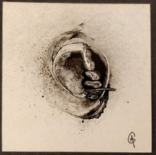 Peinture noir et blanc miniature signée bombe aerosol  graphic paint art